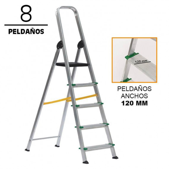 Escalera Aluminio Reforzada AIRMEC (8 Peldaños - 120 Mm)