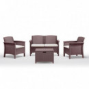 Set de Jardin 1 Sofa + 2 Sillones + Mesa Serie Venezia Brown BICA