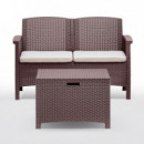 Set de Jardin 1 Sofa + 2 Sillones + Mesa Serie Venezia Brown BICA