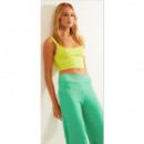 Pantalones Pantalón XANTIK Cintura Green Mustard Petals