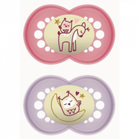 Mam Chupete Silicona Original Pure Night +6 Meses 2 Unidades Color Rosa  JOHNSON & JOHNSON