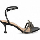 Sandalia Lazo Strass Piel Negro  LOLA CRUZ