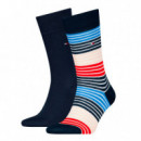 Th Men Sock 2P Multicolor Stripe White  TOMMY HILFIGER