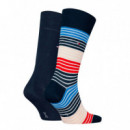 Th Men Sock 2P Multicolor Stripe White  TOMMY HILFIGER