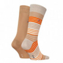 Th Men Sock 2P Multicolor Stripe Mid Gre  TOMMY HILFIGER