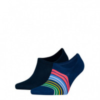 Th Men Footie 2P Multicolor Strip Black  TOMMY HILFIGER - Guanxe Atlantic Marketplace