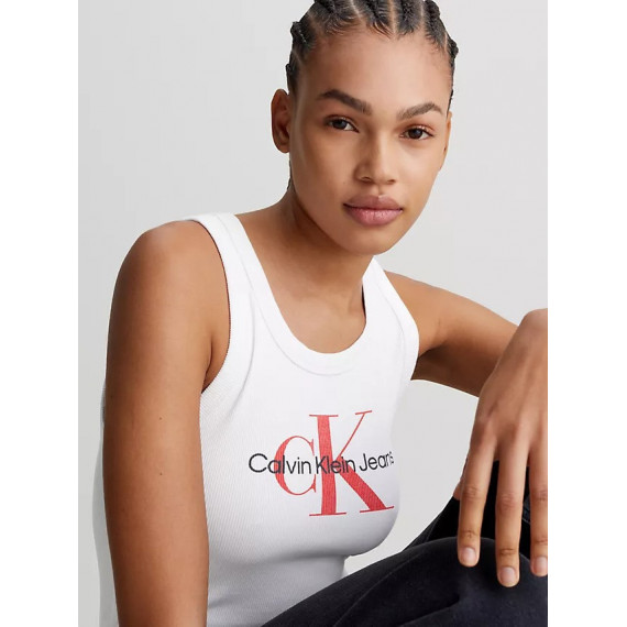 Archival Monologo Rib Tank Bright White  CALVIN KLEIN