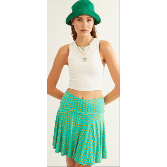 Falda XANTIK Mini Green Mustard Petals