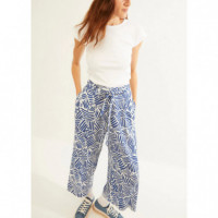 Pantalones Pantalón XANTIK Lazo Cintura Dancing Waves