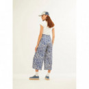 Pantalones Pantalón XANTIK Lazo Cintura Dancing Waves