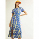 Vestidos Vestido XANTIK Largo Apertura Lateral Navy Daisy