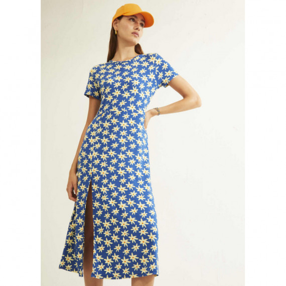 Vestidos Vestido XANTIK Largo Apertura Lateral Navy Daisy
