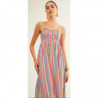 Vestidos Vestido XANTIK Tirantes Nido de Abeja Rainbow