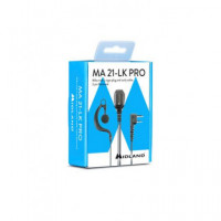 MIDLAND Micro Auricular Ma 21-LK Pro 2 Pines Cable Rizado Compatible con Kenwood, Soporte Oreja Negr
