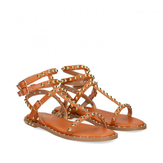 Sandalia 2 Gilda Tachas Piel Cuero  EXE