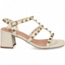 Sandalia Bebe Tachas Piel Blanco  BIBI LOU