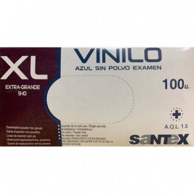 Guantes Vinilo Azul S/p GD14 Xl 100U  SANTEX