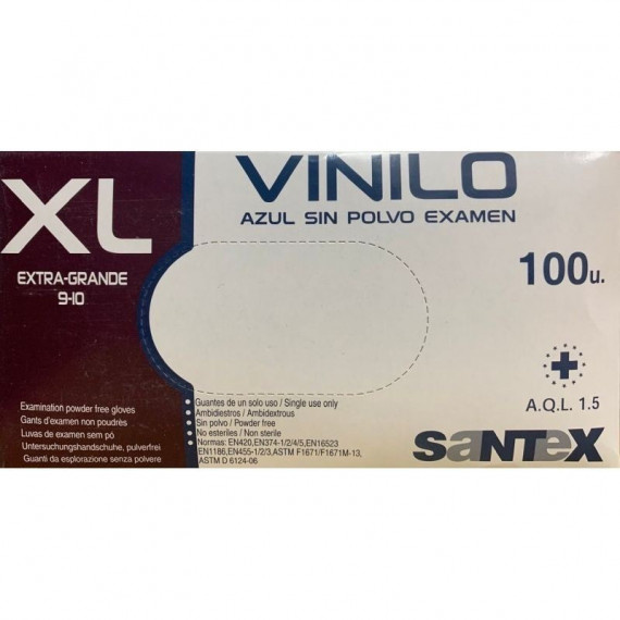 Guantes Vinilo Azul S/p GD14 Xl 100U  SANTEX