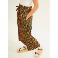 Pantalones Pantalón XANTIK Lazo Cintura Navy Wildflower