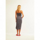 Vestidos Vestido XANTIK Tirantes con Botones Navy Mystic Foliage