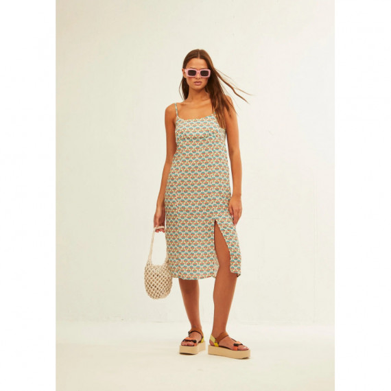 Vestidos Vestido XANTIK Tirantes Apertura Lateral Cream Balloons