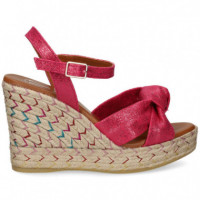 SANDALIA NUDO LINO METALIZADO FUXIA