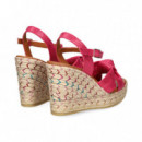 SANDALIA NUDO LINO METALIZADO FUXIA