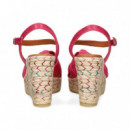 SANDALIA NUDO LINO METALIZADO FUXIA