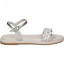 Sandalia Trenza Metalizada Plata  UNISA