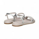 Sandalia Trenza Metalizada Plata  UNISA