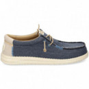 Talon Beige Wallabee Azul  HEY DUDE