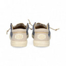 Talon Beige Wallabee Azul  HEY DUDE