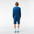 Bermudas Pantalón Corto LACOSTE Jogger Efecto Lavado Azul