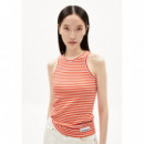 Camisetas Mujer Camiseta ARMEDANGELS Kanitaa Stripes Poppy Red