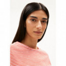 Camisetas Mujer Camiseta ARMEDANGELS Oneliaa Lovely Stripes Poppy Red