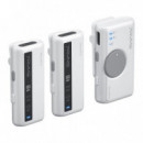 Mini Micrófono Inalámbrico Multifuncional Iray DW10A (2TX+1RX+ESTUCHE) Blanco  7RYMS