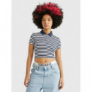 Tjw Ess Crop Stripe Rib Polo Twilight Na  TOMMY JEANS