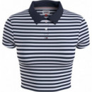 Tjw Ess Crop Stripe Rib Polo Twilight Na  TOMMY JEANS