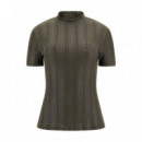 Ss High Nk Cristina Logo Top Lichen Leaf  GUESS