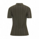 Ss High Nk Cristina Logo Top Lichen Leaf  GUESS