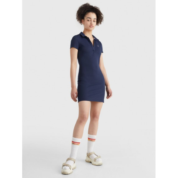 Tjw  Slim V-neck Polo Dress Twilight Nav  TOMMY JEANS