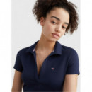 Tjw  Slim V-neck Polo Dress Twilight Nav  TOMMY JEANS