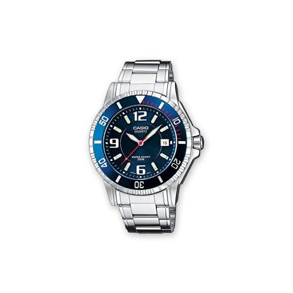 CASIO Coleccion MTD-1053D-2AVES  Reloj Analogico Acero Inoxidable, Esfera Azul, Fecha, Resistente
