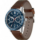 Reloj C/marron Bisel Azul  BOSS