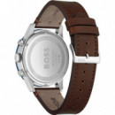 Reloj C/marron Bisel Azul  BOSS