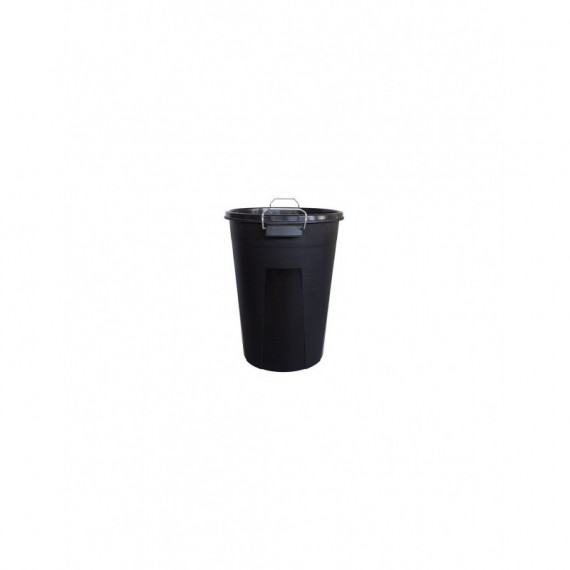 Cubo Basura Industrial 100 Litros Negro Asa Metalica con Tapa