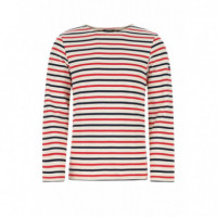 Camisetas Hombre Camiseta Unisex SAINT JAMES Meridien Ecru Marine Tulipe