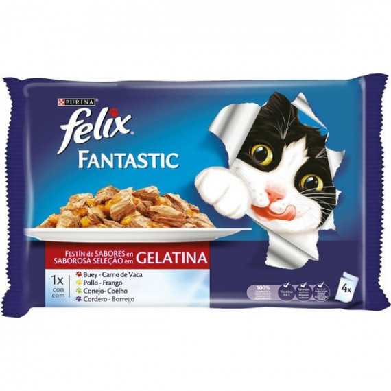 FELIX Gato Adulto Fantastic Duo Carnes 4X85 Gr