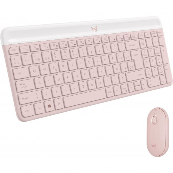 Teclado + Ratón Inalámbricos LOGITECH MK470 Slim Combo Rosa
