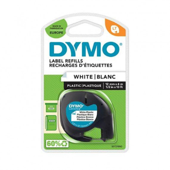 Cinta para Rotuladora 91221 12MMX4M Blanco y Negro DYMO